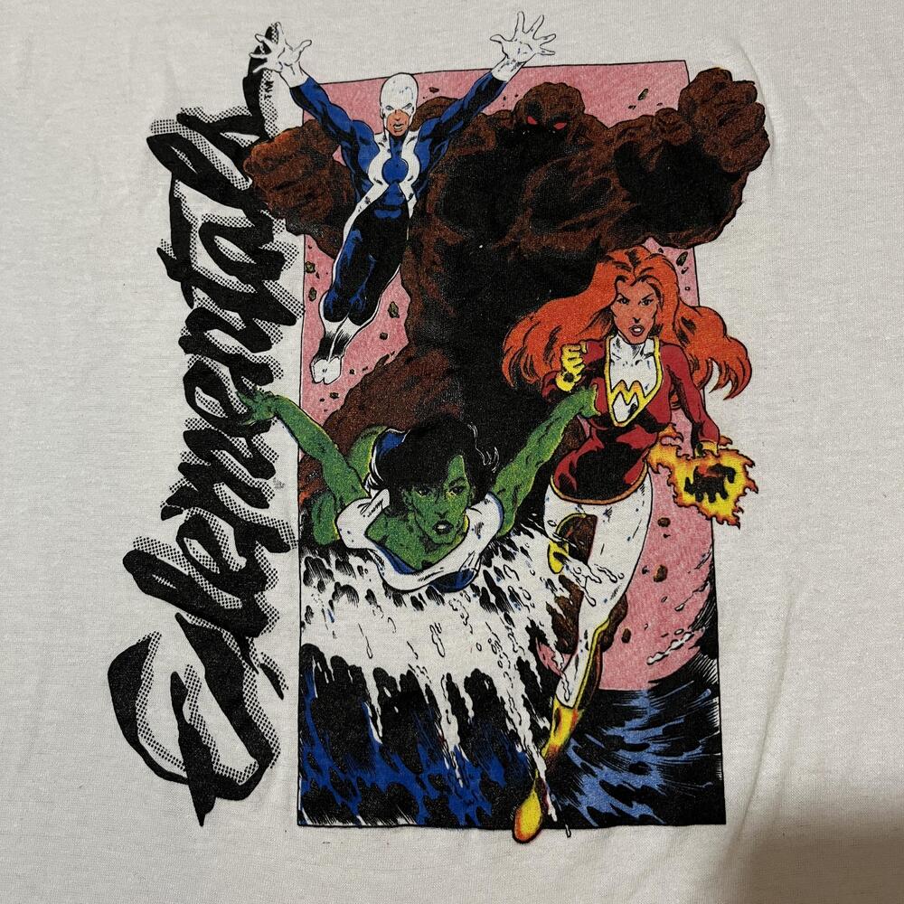 Vintage Elementals Shirt Marvel Avengers Ringer Comic Images Book Superhero 80s - Picture 3 of 10
